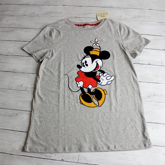 Disney Women's Minnie Mouse Graphic T Shirt Size M Gray Short Sleeve - Picture 1 of 4